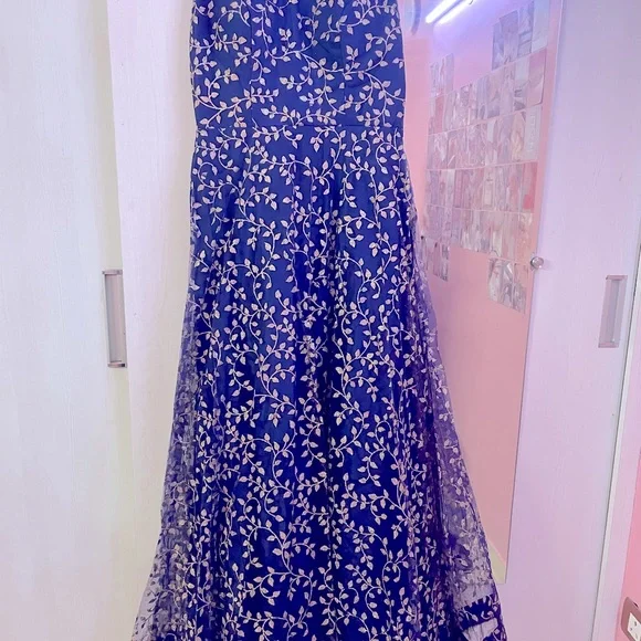Full length navy blue flared Anarkali gown brand new with tag in 40 size - Picture 3 of 8